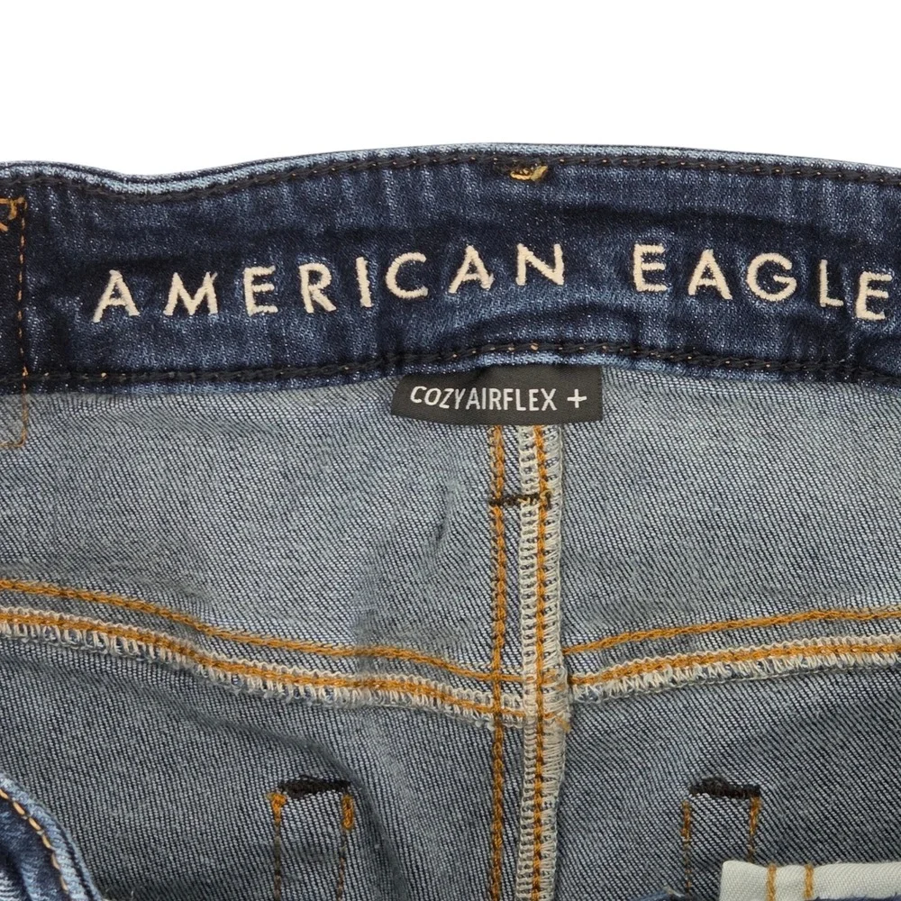 American Eagle Cozy Airflex+ Slim Jeans 30x32 Dark Wash Distressed Denim